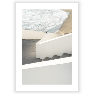 Plakat med havet fra en trappenedgang