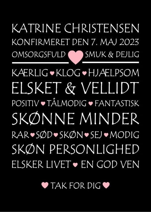 Konfirmations plakat til pige