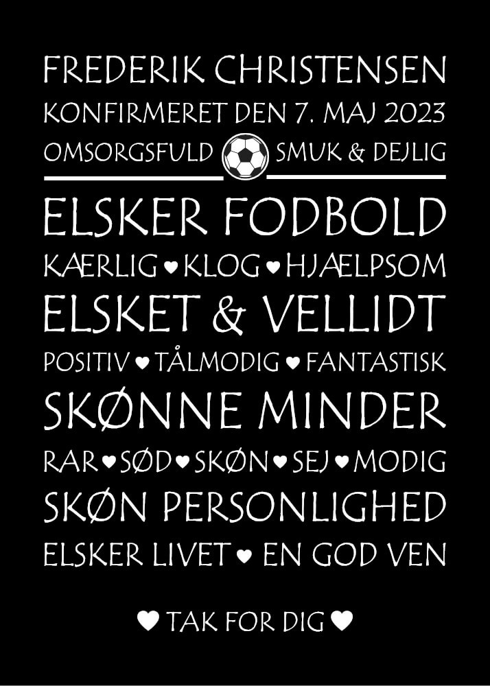 Konfirmations plakat - Fodbold