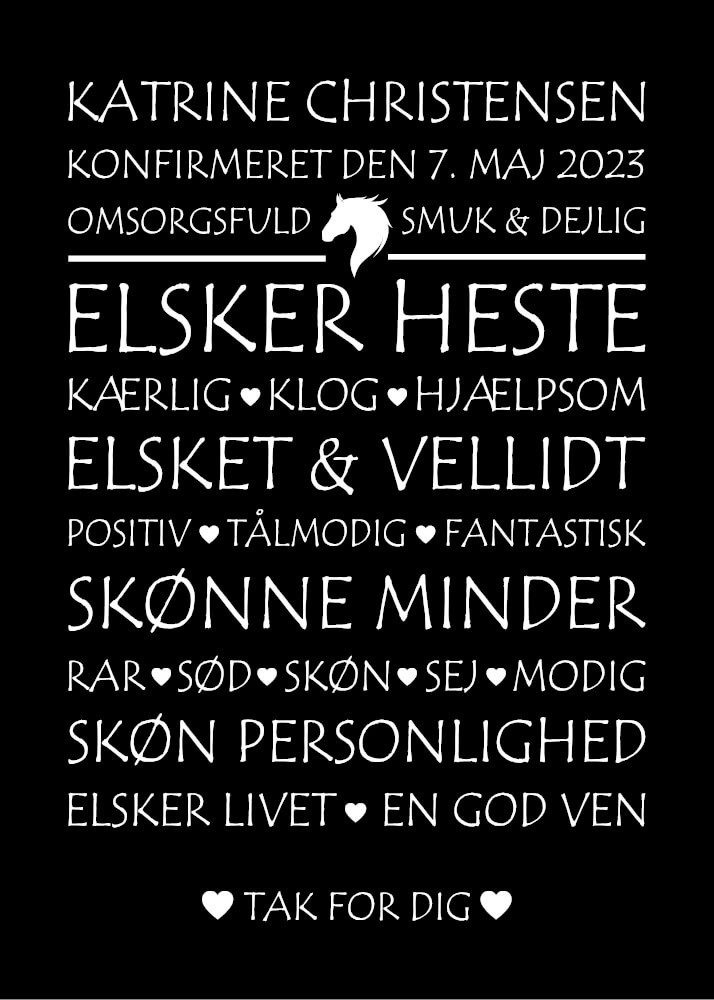 Konfirmations plakat - Heste