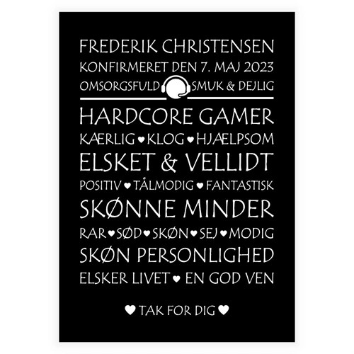 Konfirmations plakat til en rigtig gamer med headset