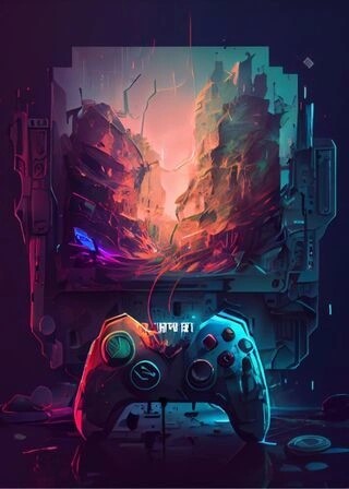 Cyberpunk plakat - Gamer controller