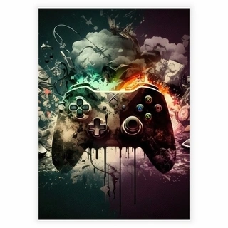 Illustration af gaming joystick plakat