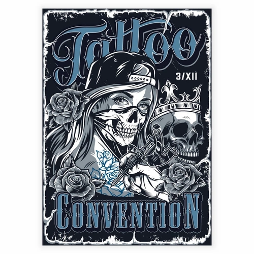 Skull Plakat med Tattoo Convention