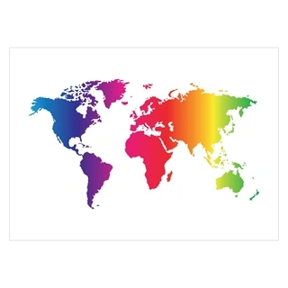 Verdenskort i farver - En flot plakat med verdenskort