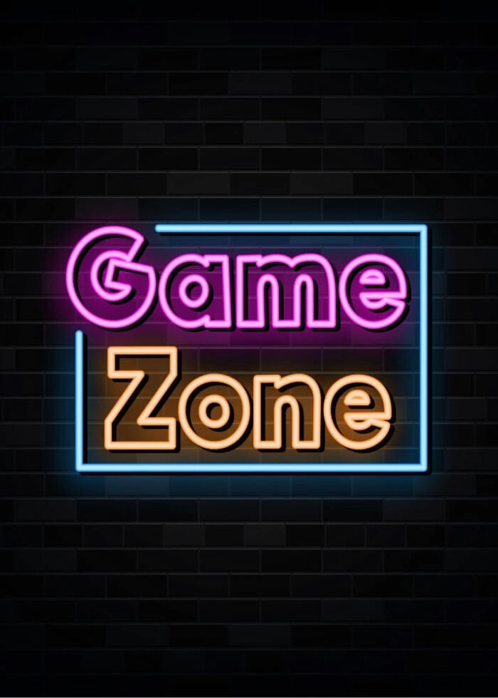 Super sej neon gamer plakat med teksten game zone