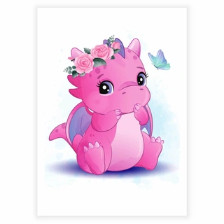 Baby drage lyserød - Plakat