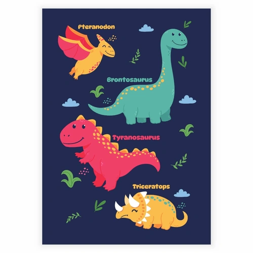 Lær hvad dinosaurerne hedder med denne søde læringsplakat