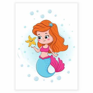 Havfrue med lille søstjerne - Plakat