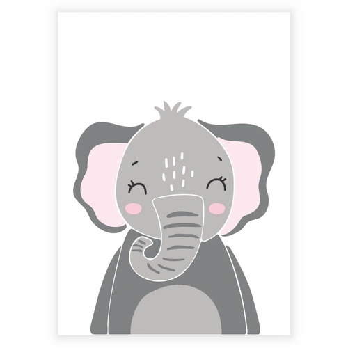 enkelt og sød børneplakat med en elefant