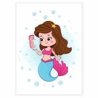 Havfrue med lille søhest - Plakat