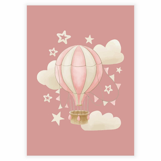 Luftballon på støvet rosa baggrund - Plakat