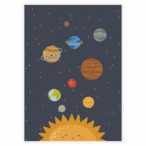 Solsystemet som plakat til børneværelset