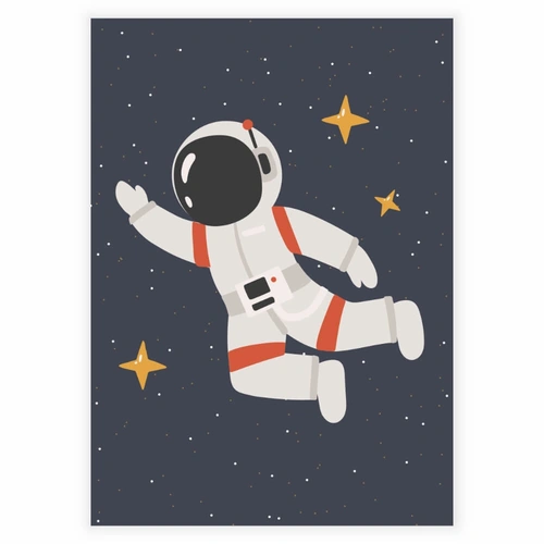 Astronaut som plakat til børneværelset