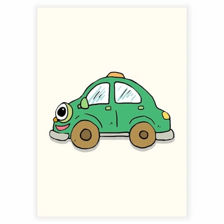 Grøn bil - Børneplakat