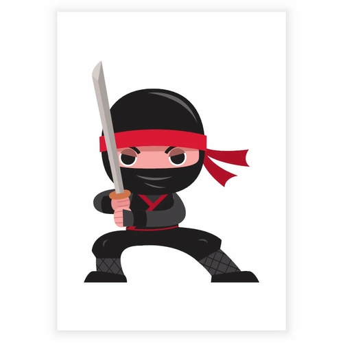 sjov ninja med sværd - Børneplakat