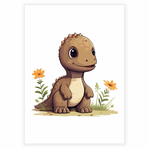 Sødeste baby dinosaurer i brun - plakat