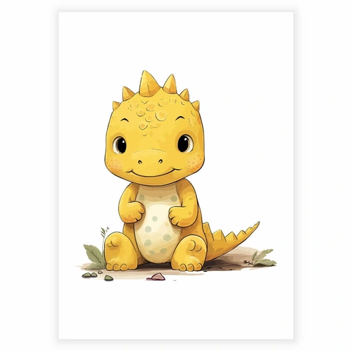 Sødeste baby dinosaurer i gul - plakat