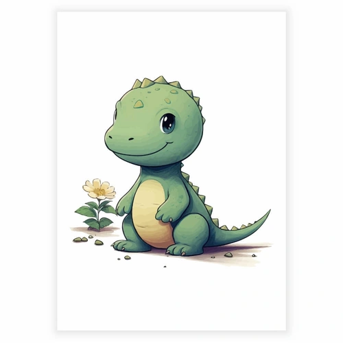 Sødeste baby dinosaurer i grøn - plakat