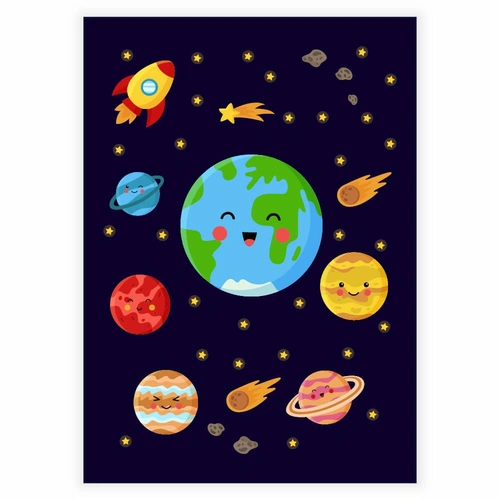 hele universet med jorden i fokus plakat til børneværelset
