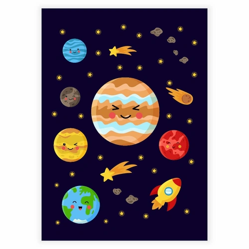 hele universet med Jupiter i fokus plakat til børneværelset