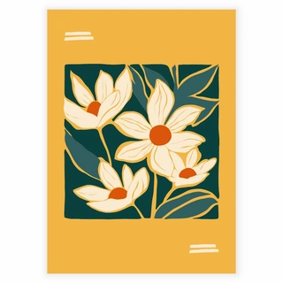 Abstrakte blomster gul 2 - Plakat