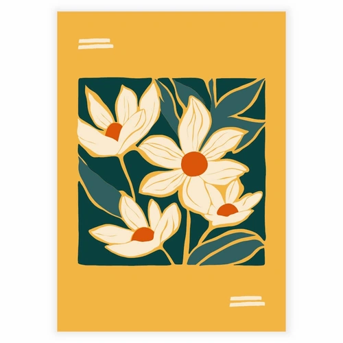 Smuk abstrakte blomster med karry gul baggrund plakat
