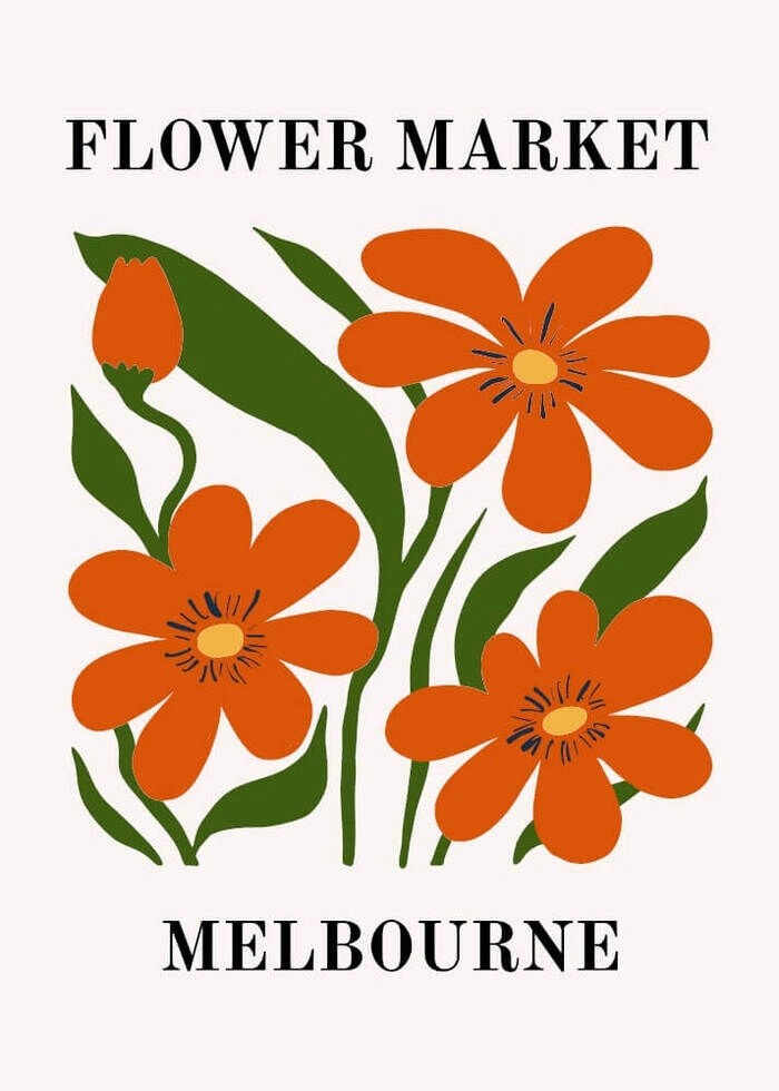 Smuk abstrakte orange blomster som plakat