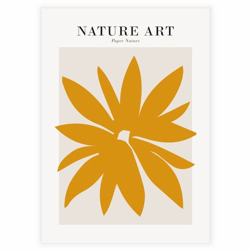 Smuk naturlig blomster kunst i gul plakat