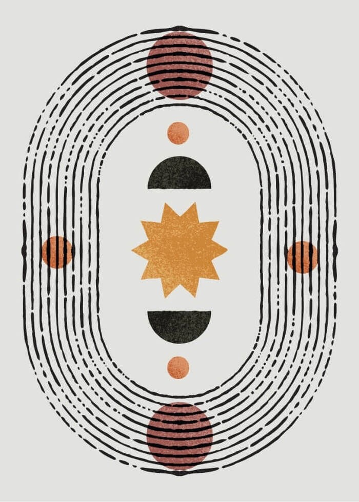 Abstract kunst med stor cirkler og mønster plakat
