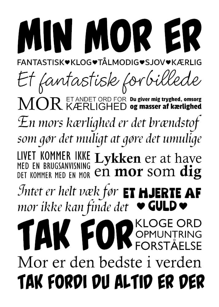 Skøn mor plakat med mange citater om mor