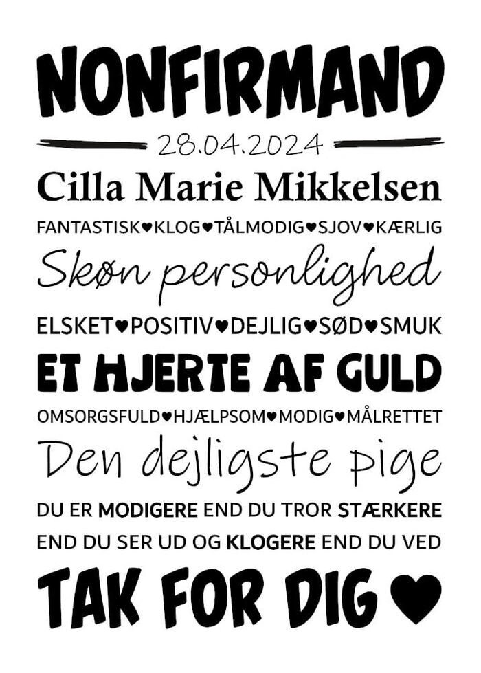 Den dejligste pige nonfirmand plakat