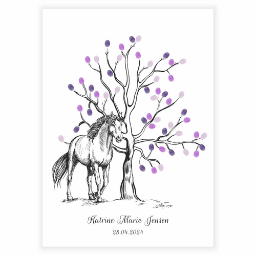 fingertryk til festlig anledning med denne plakat med træ og hest