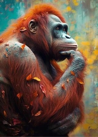 Tænkende orangutang - Plakat 