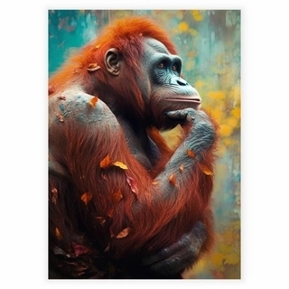 Tænkende orangutang - Plakat 