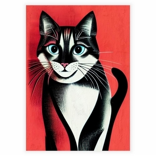 Portræt af kat i retro stil - Plakat 