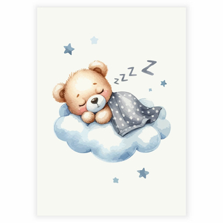 Sovende Bamse på sky - Plakat