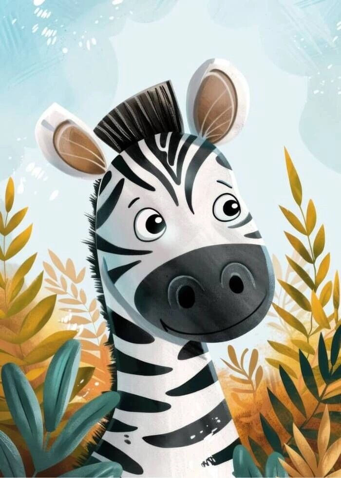 Børneplakat med en sød zebra illustration