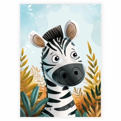 Børneplakat med en sød zebra illustration