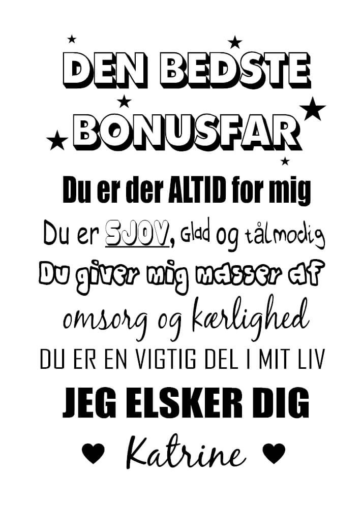 Sød plakat til din bonusfar med tekst. 