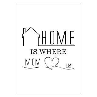 Sød og flot plakat til din mor med den engelske tekst: Home is where mom is. 