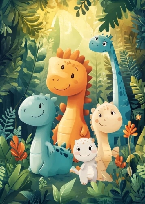 Dino familie i naturen - Plakat