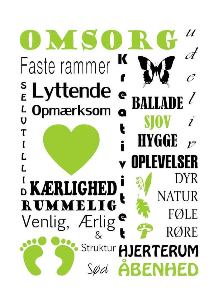 Plakat med tekst til den skønne dagplejemor eller pædagog