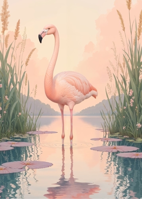 Flamingoen i naturen Plakat