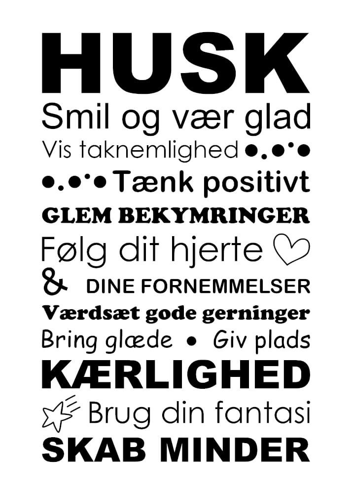 Plakat - Husk smil & vær glad