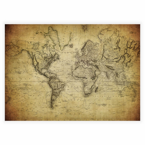Plakat med et vintage verdenskort fra år 1814