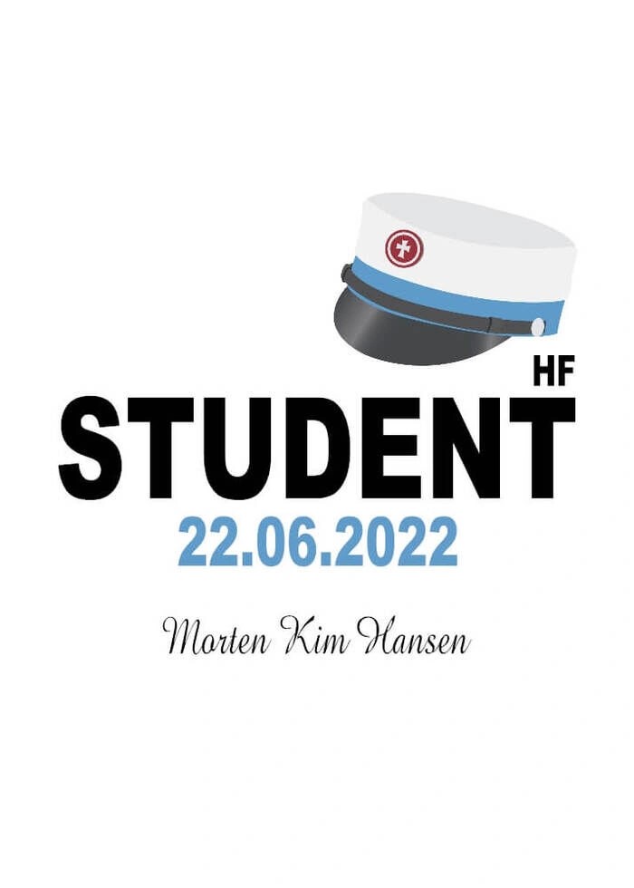 Plakat med en HF studenterhue