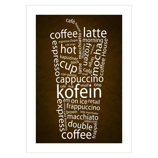 Plakat med forskellige kaffe varianter