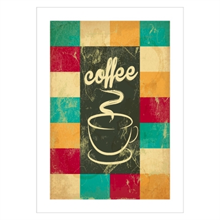 Plakat med Coffee tekst opdelt i tern