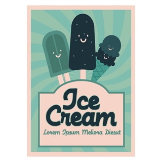 Sød og sjov plakat med Cream ice